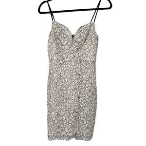 Express White Black‎ Lace Mini Dress Spaghetti Straps